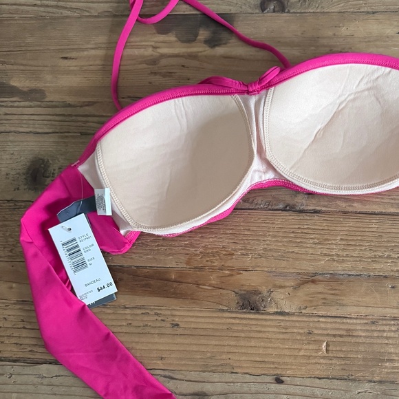 NWT Kenneth Cole Swimsuit Top Pink Ruffle Tie Neck Size Med - Picture 5 of 11